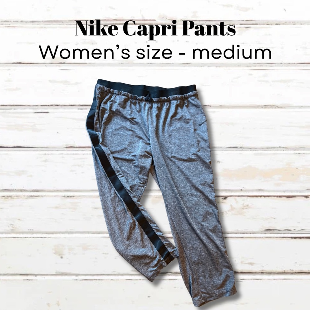 Nike Heather Gray Capri Pants with Black Trim